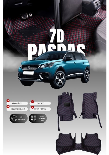 Peugeot 5008 (2017-2020) 7d Deri Havuzlu Oto Paspas | Tam Koruma,araca Özel Kesim & Hızlı Montaj