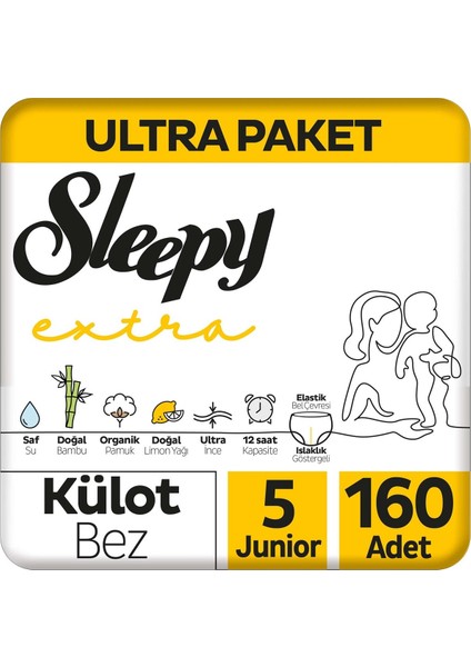 Extra Günlük Aktivite Ultra Paket Külot Bez 5 Numara Junior 160 Adet
