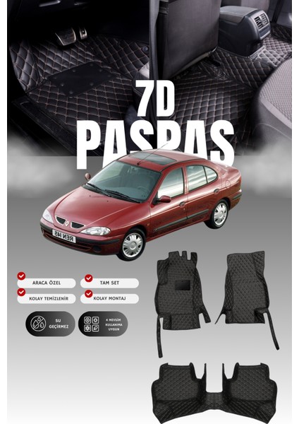 Renault Megane 1 (1996-2002) 7d Deri Havuzlu Oto Paspas | Tam Koruma,araca Özel Kesim & Hızlı Montaj