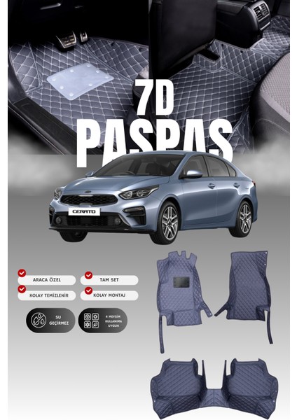 Kia Cerato (2018-2024) 7d Deri Havuzlu Oto Paspas | Tam Koruma,araca Özel Kesim & Hızlı Montaj