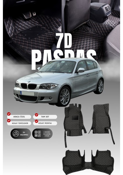 Bmw 1 Serisi E87 (2004-2011) 7d Deri Havuzlu Oto Paspas | Tam Koruma,araca Özel & Hızlı Montaj