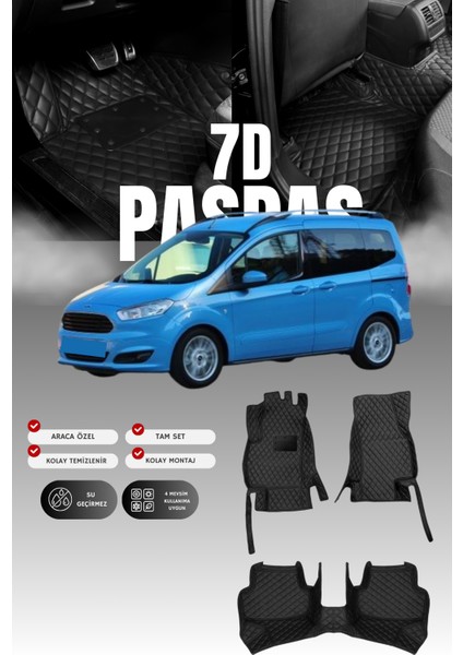 Ford Tourneo Courier (2014-2023) 7d Deri Havuzlu Oto Paspas | Tam Koruma,araca Özel & Hızlı Montaj
