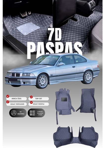 Bmw 3 Serisi E36 (1990-1998) 7d Deri Havuzlu Oto Paspas | Tam Koruma,araca Özel & Hızlı Montaj