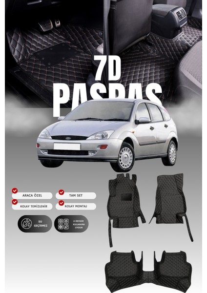 Ford Focus (1998-2004) 7d Deri Havuzlu Oto Paspas | Tam Koruma,araca Özel & Hızlı Montaj