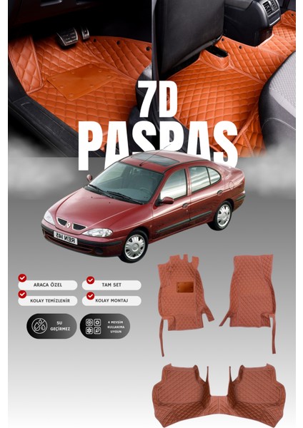 Renault Megane 1 (1996-2002) 7d Deri Havuzlu Oto Paspas | Tam Koruma,araca Özel Kesim & Hızlı Montaj