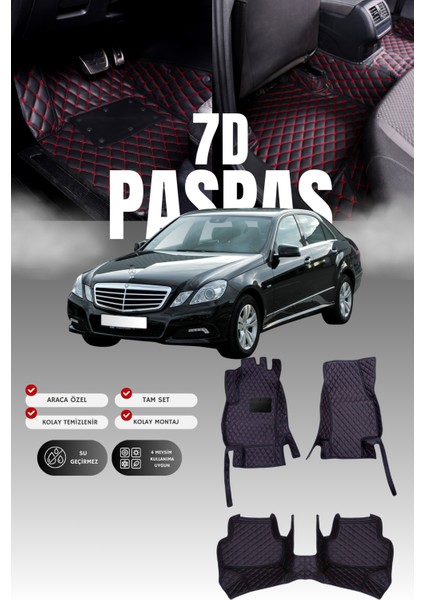 Mercedes E180 / W212 (2013-2016) 7d Deri Havuzlu Oto Paspas | Tam Koruma,araca Özel & Hızlı Montaj