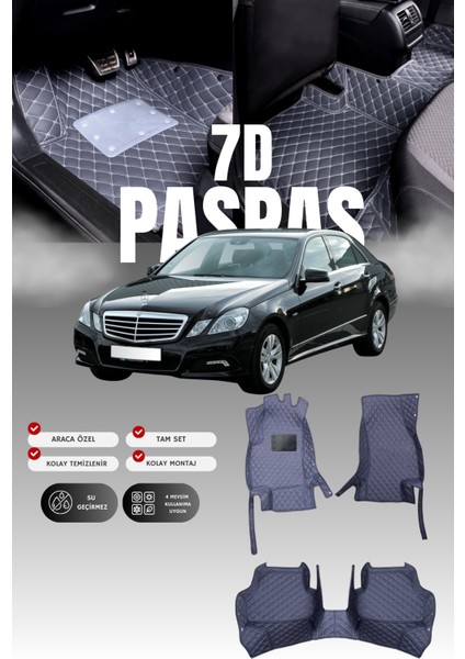 Mercedes E200 / W212 (2009-2016) 7d Deri Havuzlu Oto Paspas | Tam Koruma,araca Özel & Hızlı Montaj