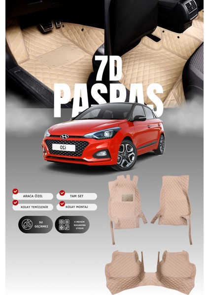 Hyundai I20 (2014-2020) 7d Deri Havuzlu Oto Paspas | Tam Koruma,araca Özel Kesim & Hızlı Montaj