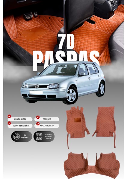 Volkswagen Golf 4 (1998-2004) 7d Deri Havuzlu Oto Paspas | Tam Koruma,araca Özel & Hızlı Montaj