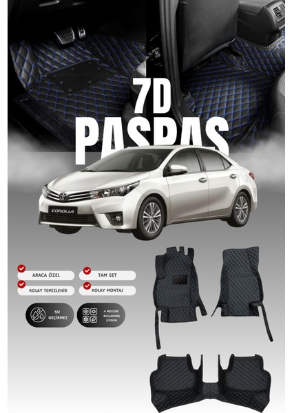 Toyota Corolla (2013-2016) 7d Deri Havuzlu Oto Paspas | Tam Koruma,araca Özel & Hızlı Montaj