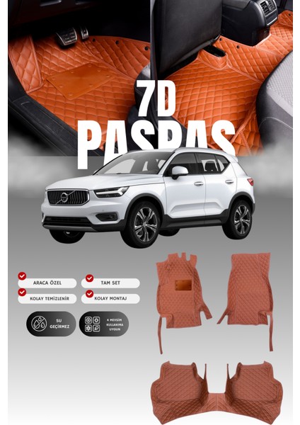 Volvo XC40 (2018 ve Sonrası) 7d Deri Havuzlu Oto Paspas | Tam Koruma,araca Özel & Hızlı Montaj