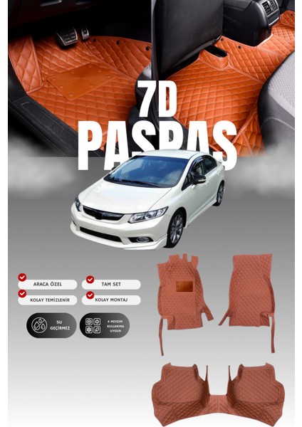 Honda Civic Fb7 (2012-2016) 7d Deri Havuzlu Oto Paspas | Tam Koruma,araca Özel & Hızlı Montaj