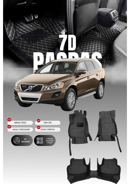 Volvo XC60 (2008-2017) 7d Deri Havuzlu Oto Paspas | Tam Koruma,araca Özel & Hızlı Montaj