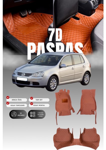 Volkswagen Golf 5 (2004-2009) 7d Deri Havuzlu Oto Paspas | Tam Koruma,araca Özel & Hızlı Montaj