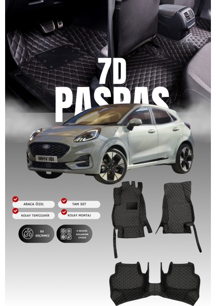 Ford Puma (2019 ve Sonrası) 7d Deri Havuzlu Oto Paspas | Tam Koruma,araca Özel & Hızlı Montaj