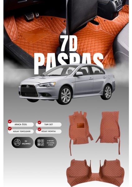 Mitsubishi Lancer (2010-2015) 7d Deri Havuzlu Oto Paspas | Tam Koruma,araca Özel & Hızlı Montaj