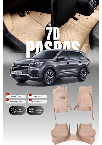 Chery Tiggo 8 Pro (2020-2022) 7d Deri Havuzlu Oto Paspas | Tam Koruma,tam Koruma & Hızlı Montaj