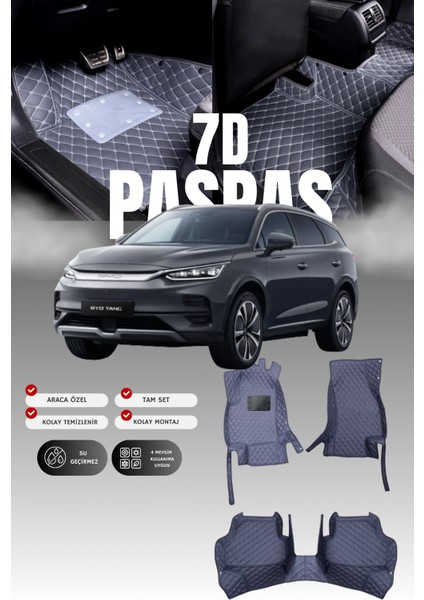 Byd Tang (2018 ve Sonrası) 7d Deri Havuzlu Oto Paspas | Tam Koruma,araca Özel Koruma & Hızlı Montaj