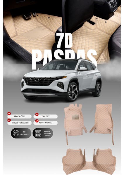 Hyundai Tucson (2020 ve Sonrası) 7d Deri Havuzlu Oto Paspas | Tam Koruma,araca Özel & Hızlı Montaj