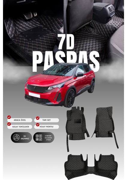 Peugeot 3008 (2020-2023) 7d Deri Havuzlu Oto Paspas | Tam Koruma,araca Özel Kesim & Hızlı Montaj