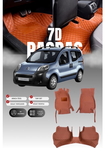 Citroen Nemo (2007-2017) 7d Deri Havuzlu Oto Paspas | Tam Koruma,araca Özel & Hızlı Montaj