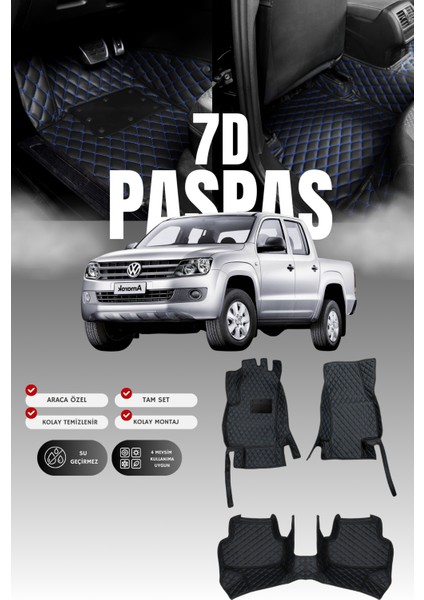 Volkswagen Amarok (2010-2016) 7d Deri Havuzlu Oto Paspas | Tam Koruma,araca Özel & Hızlı Montaj