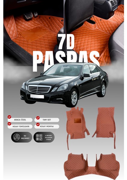 Mercedes E180 / W212 (2013-2016) 7d Deri Havuzlu Oto Paspas | Tam Koruma,araca Özel & Hızlı Montaj