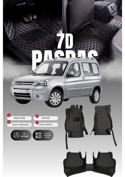 Citroen Berlingo (1996-2010) 7d Deri Havuzlu Oto Paspas | Tam Koruma,araca Özel & Hızlı Montaj