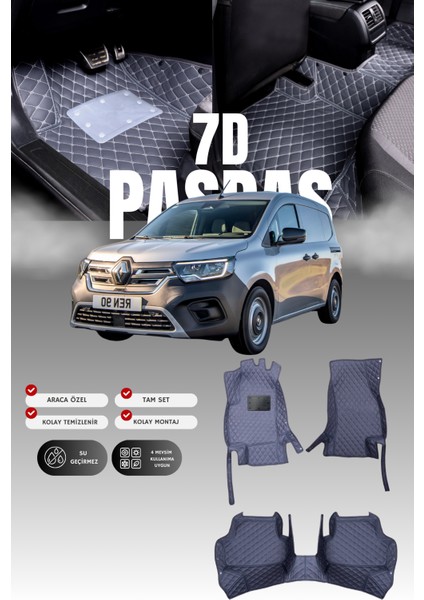 Renault Kangoo (2022 ve Sonrası) 7d Deri Havuzlu Oto Paspas | Tam Koruma,araca Özel & Hızlı Montaj