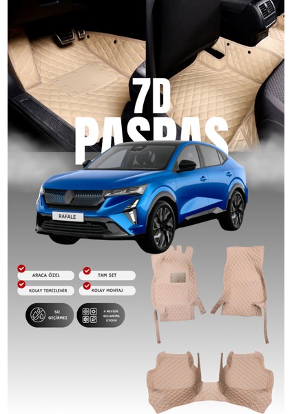 Renault Rafale (2024 ve Sonrası) 7d Deri Havuzlu Oto Paspas | Tam Koruma,araca Özel & Hızlı Montaj