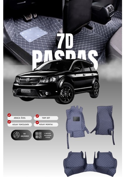 Fiat Freemont (2011-2016) 7d Deri Havuzlu Oto Paspas | Tam Koruma,araca Özel & Hızlı Montaj