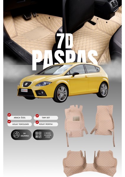 Seat Leon Cupra (2006-2012) 7d Deri Havuzlu Oto Paspas | Tam Koruma,araca Özel & Hızlı Montaj