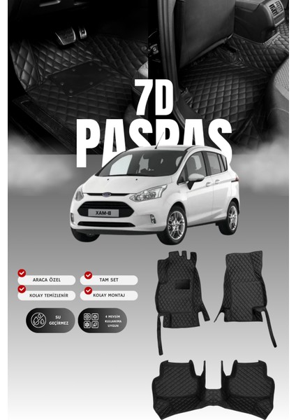 Ford C-Max (2003-2010) 7d Deri Havuzlu Oto Paspas | Tam Koruma,araca Özel & Hızlı Montaj