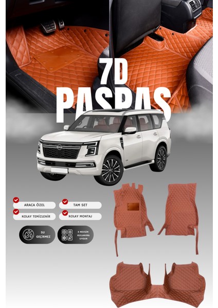 Nissan Patrol (2023 ve Sonrası) 7d Deri Havuzlu Oto Paspas | Tam Koruma,araca Özel & Hızlı Montaj