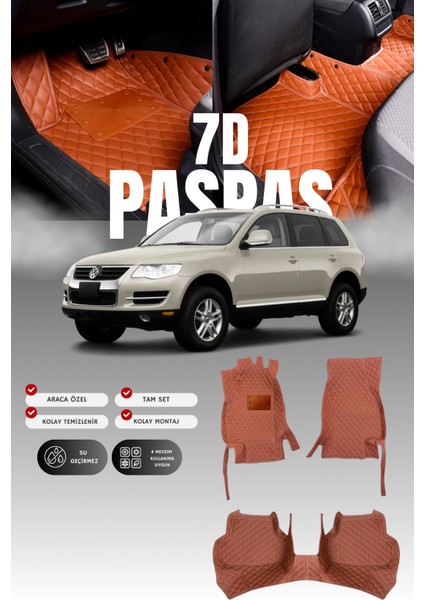 Volkswagen Touareg (2004-2010) 7d Deri Havuzlu Oto Paspas | Tam Koruma,araca Özel & Hızlı Montaj