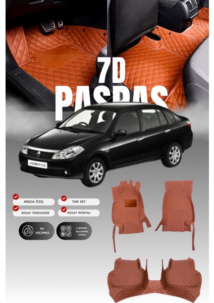 Renault Symbol (2008-2012) 7d Deri Havuzlu Oto Paspas | Tam Koruma,araca Özel & Hızlı Montaj