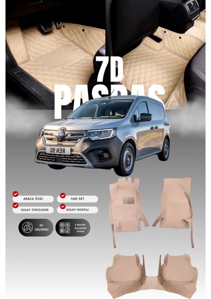 Renault Kangoo (2022 ve Sonrası) 7d Deri Havuzlu Oto Paspas | Tam Koruma,araca Özel & Hızlı Montaj