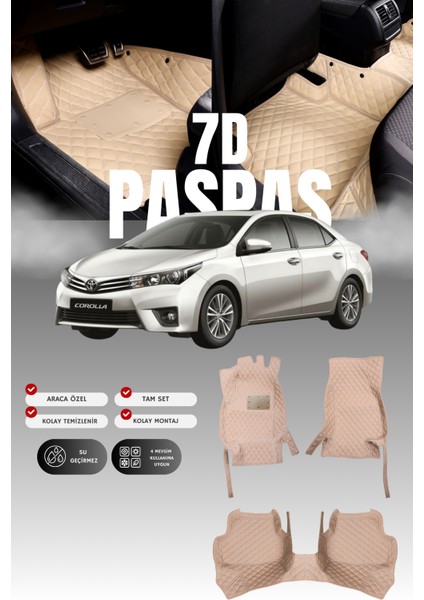 Toyota Corolla (2013-2016) 7d Deri Havuzlu Oto Paspas | Tam Koruma,araca Özel & Hızlı Montaj
