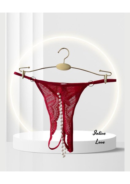 Intive Ağı Açık ve Inci Detaylı Kırmızı Fantezi String - Limited fiyatları