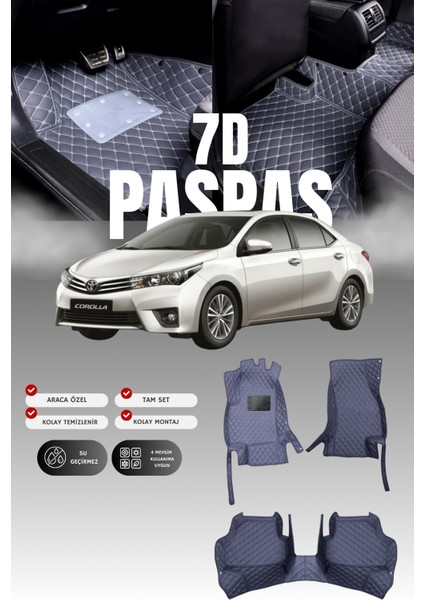 Toyota Corolla (2013-2016) 7d Deri Havuzlu Oto Paspas | Tam Koruma,araca Özel & Hızlı Montaj