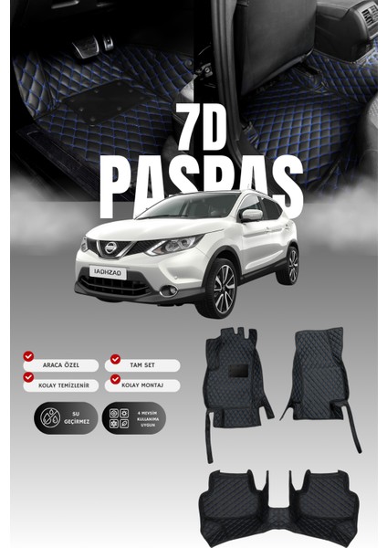 Nissan Qashqai (2014-2021) 7d Deri Havuzlu Oto Paspas | Tam Koruma,araca Özel & Hızlı Montaj