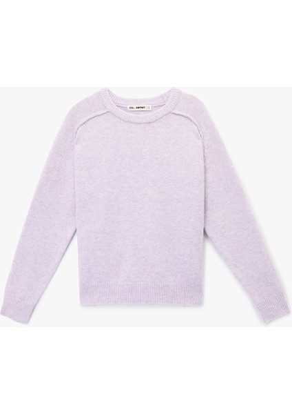 Uzun Kollu Bisiklet Yaka Dikiş Detaylı Basic Triko Kazak