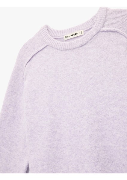 Uzun Kollu Bisiklet Yaka Dikiş Detaylı Basic Triko Kazak modelleri