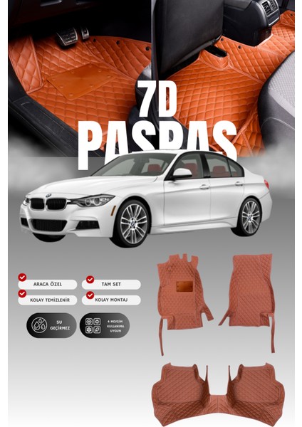 Bmw 3 Serisi F30 (2011-2019) 7d Deri Havuzlu Oto Paspas | Tam Koruma,araca Özel & Hızlı Montaj