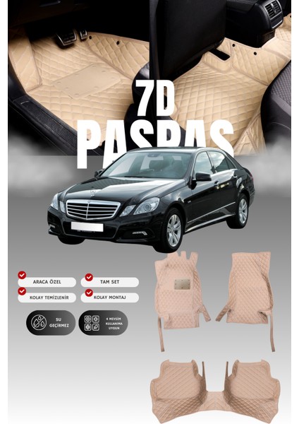 Mercedes E180 / W212 (2013-2016) 7d Deri Havuzlu Oto Paspas | Tam Koruma,araca Özel & Hızlı Montaj