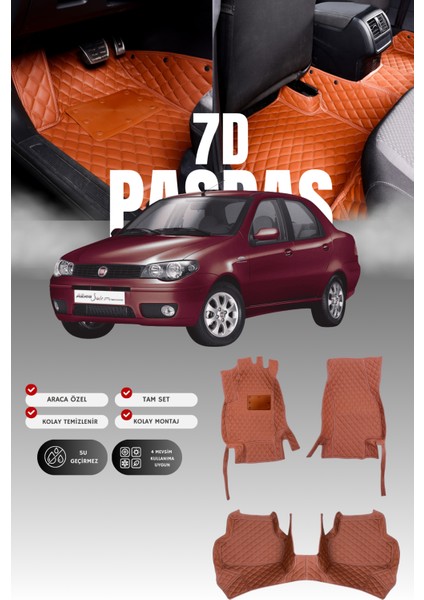 Fiat Albea (2002-2012) 7d Deri Havuzlu Oto Paspas | Tam Koruma,araca Özel & Hızlı Montaj