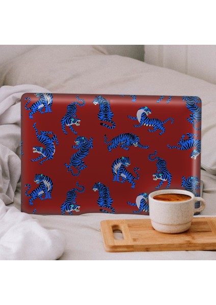 Artikel Bordo Üzerine Mavi Kaplanlar Notebook Sticker fırsatları