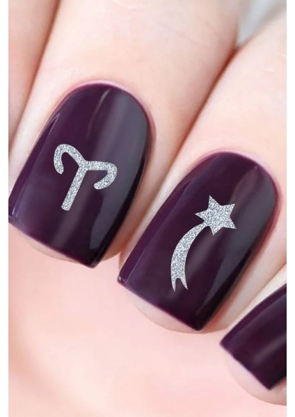 Artikel Gümüş Burçlar Metalik Tırnak Sticker, Nail Sticker, Nail Art