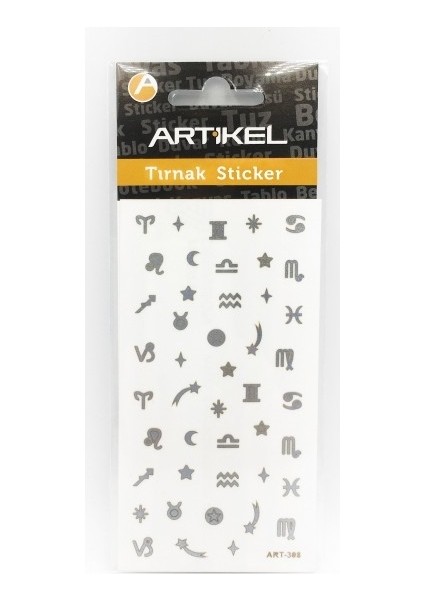 Artikel Gümüş Burçlar Metalik Tırnak Sticker, Nail Sticker, Nail Art modelleri