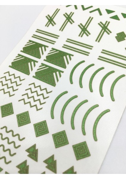 Artikel Yeşil Etnik Çizgiler Metalik Tırnak Sticker, Nail Sticker, Nail Art fiyatları